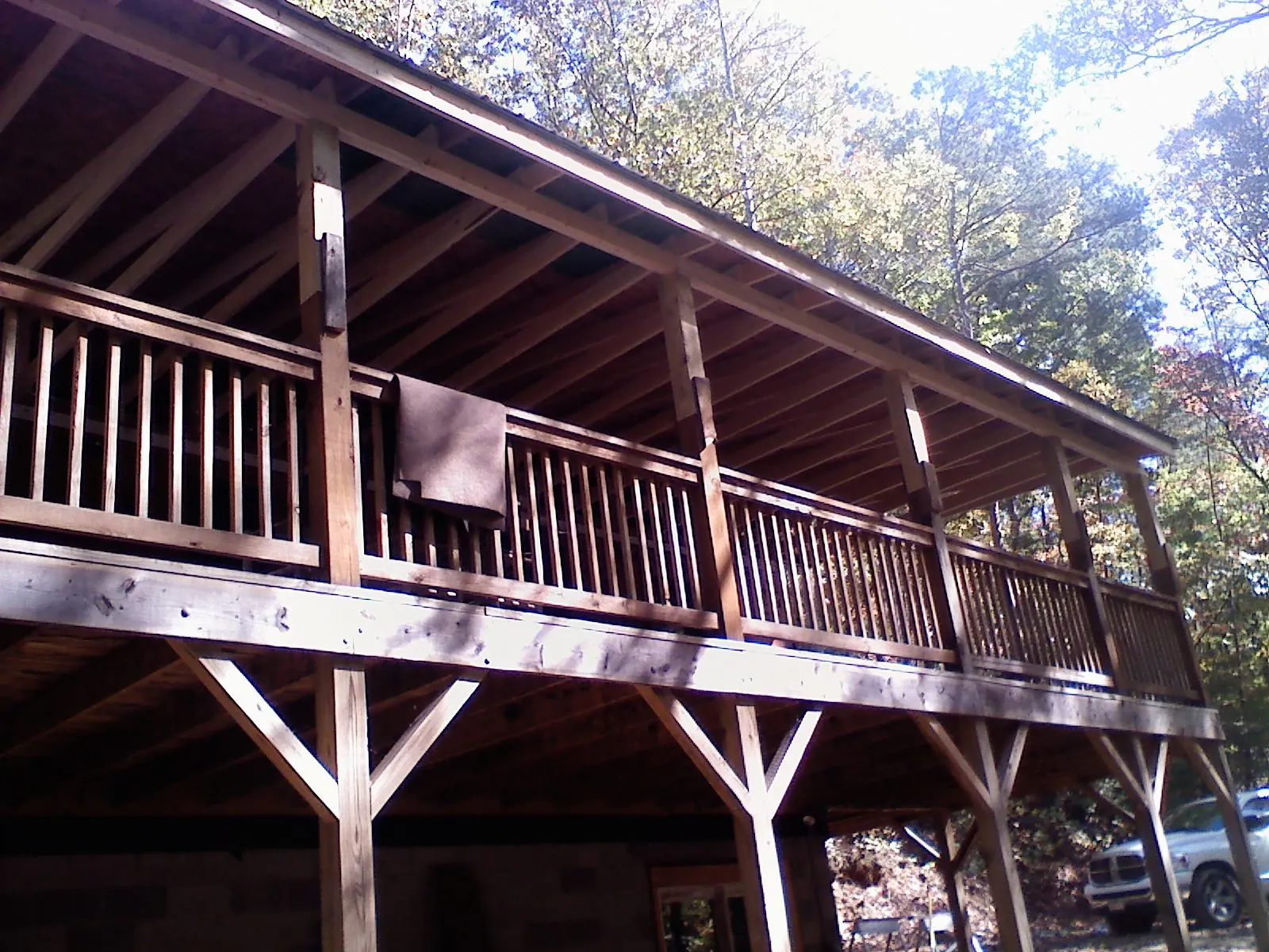 Timber framing under a new elevated porch and deck — Roof Leak Repair in Blue Ridge by Roofing Brothers